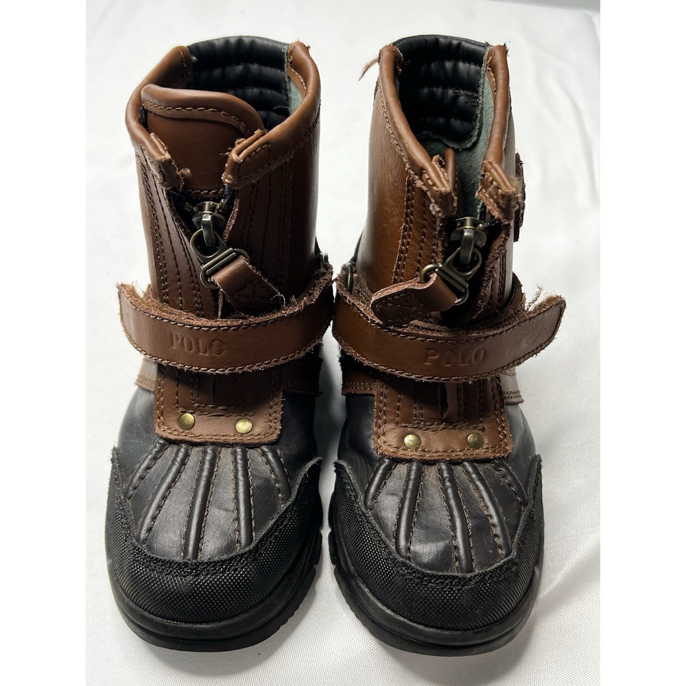 Polo Ralph Lauren Boys Country Boots Size  10 Leather Upper Buckle Strap Shoes